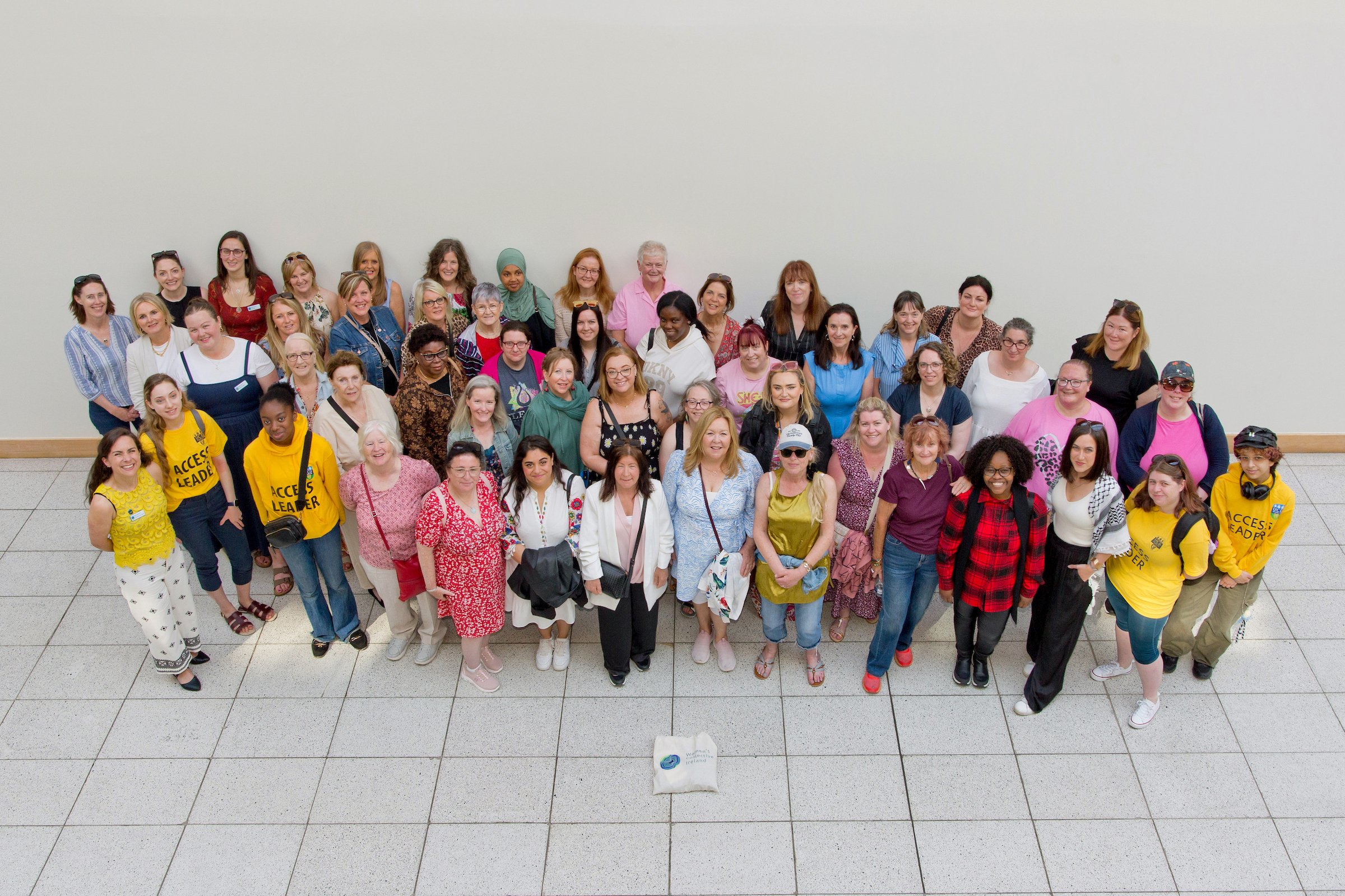 A large group of UCD Think Again students stand together for a picture