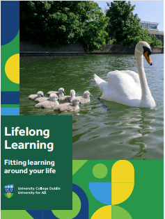 Swans on a lake on the Lifelong Learning brochure cover