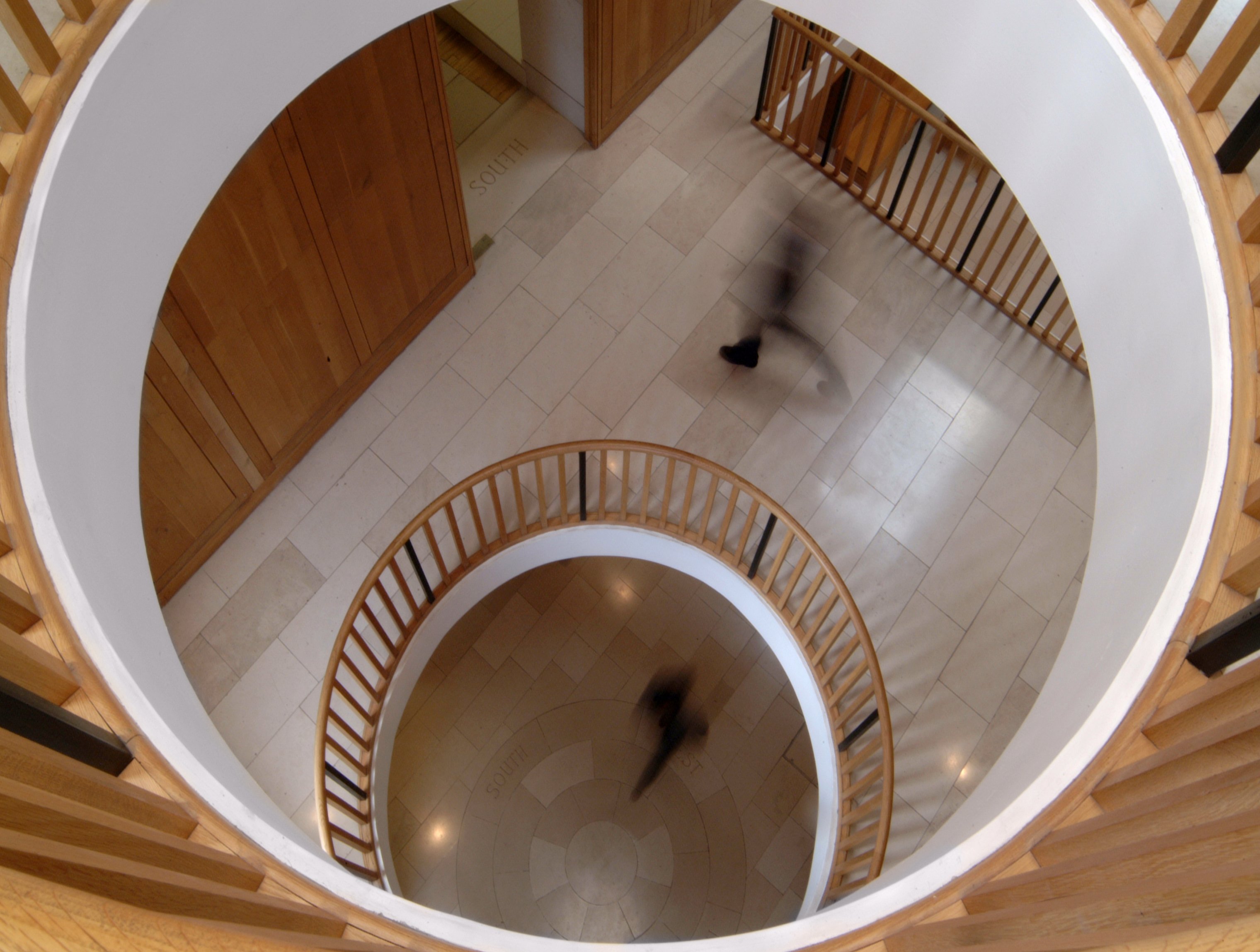 Looking down form a circular balcony