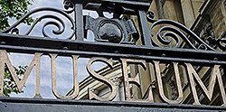 Photograph showing a detail of the National Museum of Ireland gate