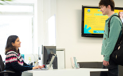 A student attending the Careers Network desk