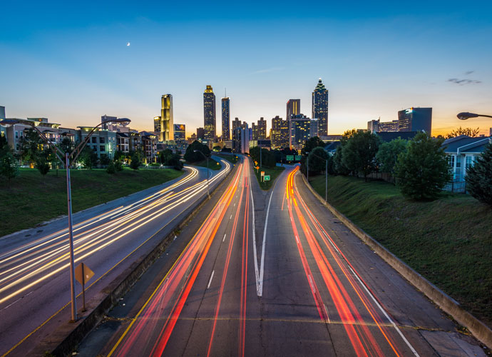 A timelapse of early evening traffic