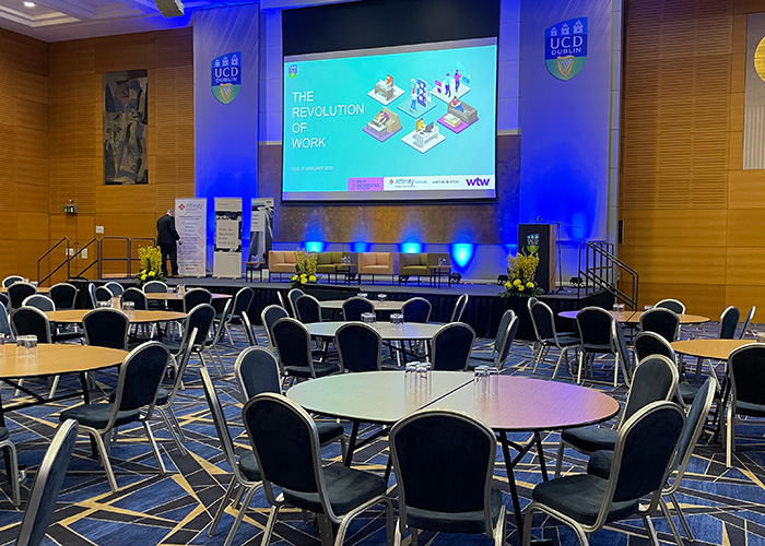 A roundtable setup at UCD O'Reilly Hall