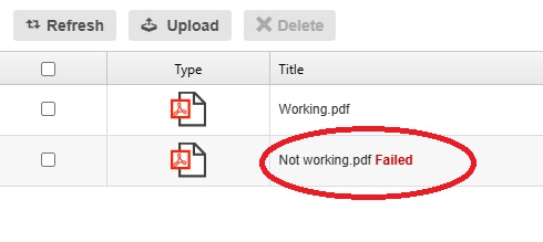 Failed job in Print Centre