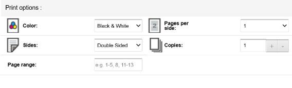 Print options for Print Centre