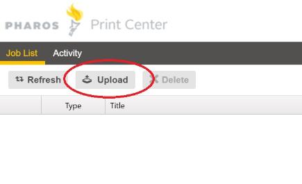 Upload button in Print Centre
