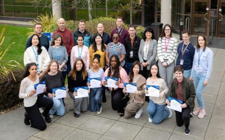 Pictured the 2024 WIT Scholarship recipients alongside their Intel Leaders and mentors.