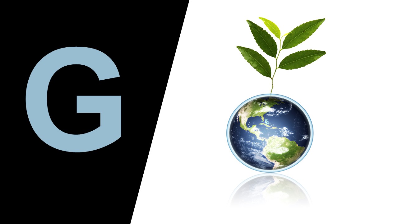 Globe and plant graphic, capital G