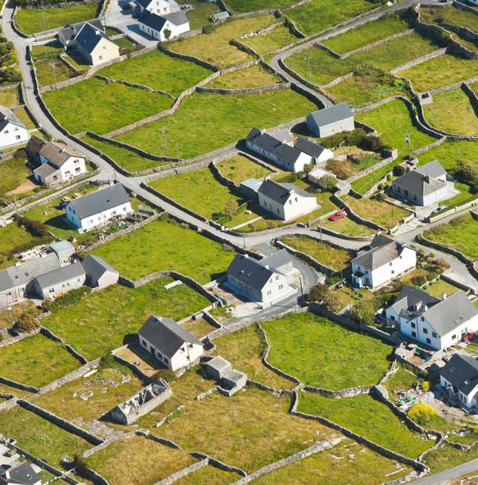 Aerial view of rural community