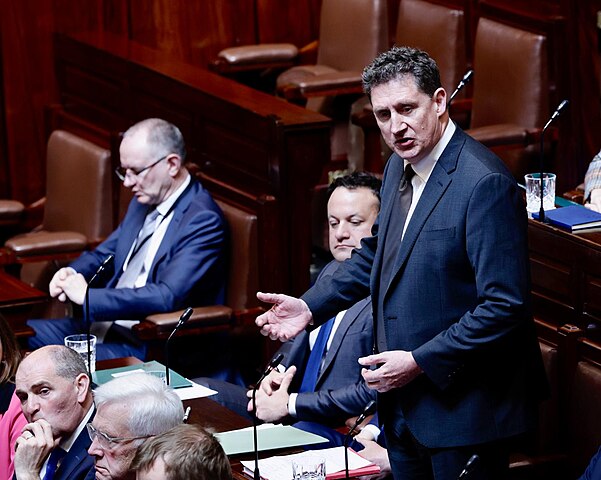 Eamon Ryan, leader of the Green Party, addresses the Dail, April 2024