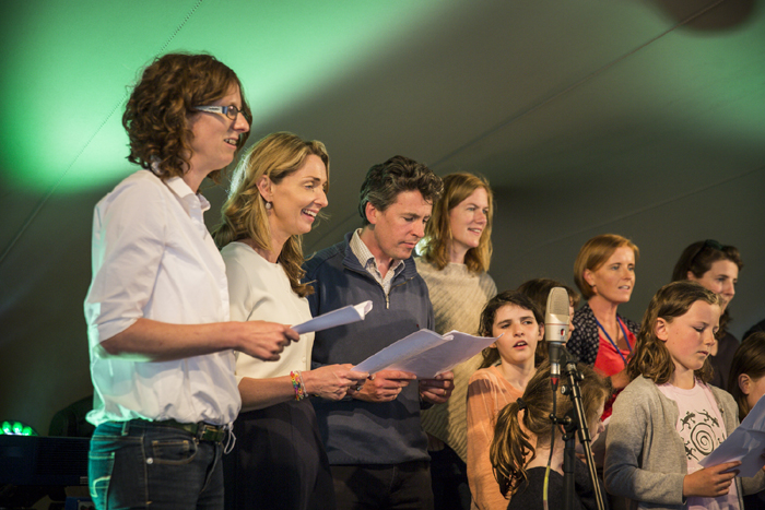 Members of staff singing at the UCD Festival