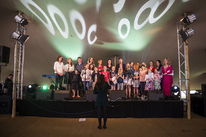 Group shot of the choir singing