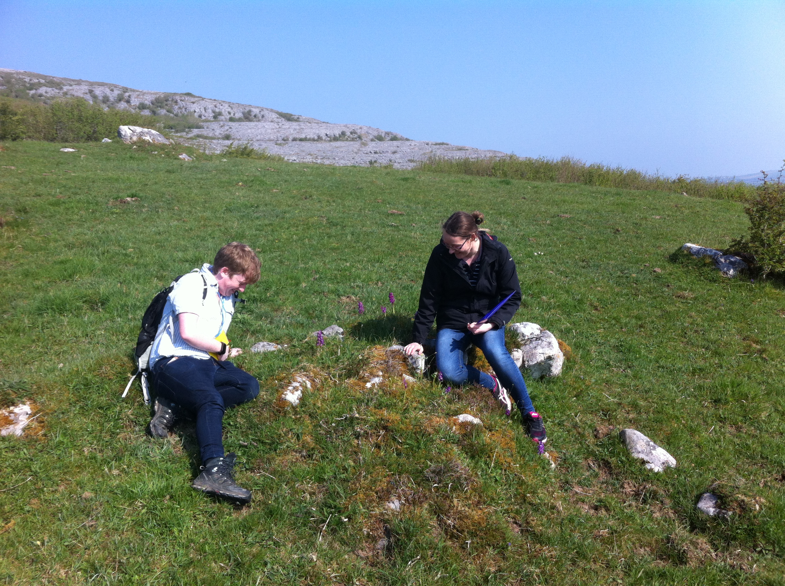 2 students researching in the burren