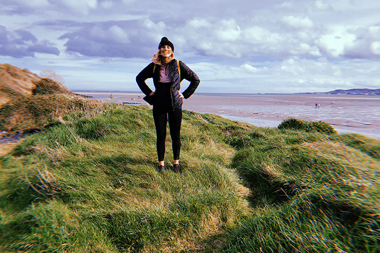 International student from North America enjoying the Bray Cliff Walk, close to UCD campus