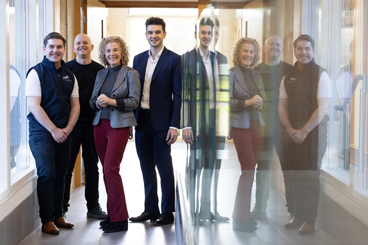 Pictured (l-r) at NovaUCD are; Stephen O’Dwyer, TrojanTrack; Seán Boyle, UnitMode; Denise O'Grady, UniDoodle and Niall Dennehy, NestiFi.