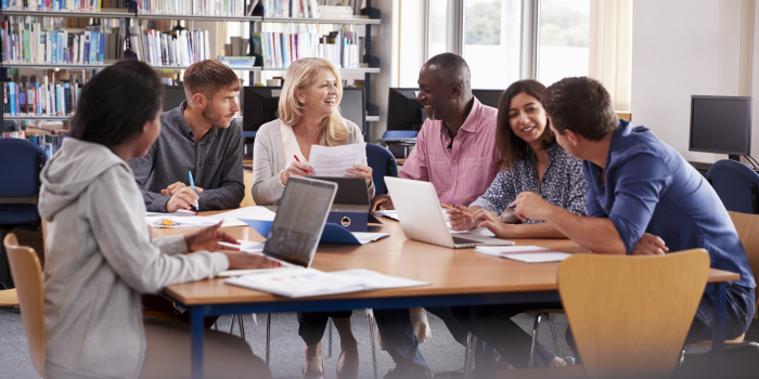 Students sitting at a table