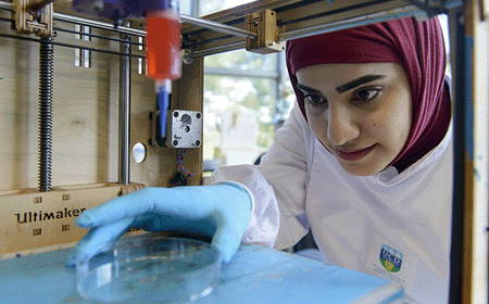 Student working in a lab