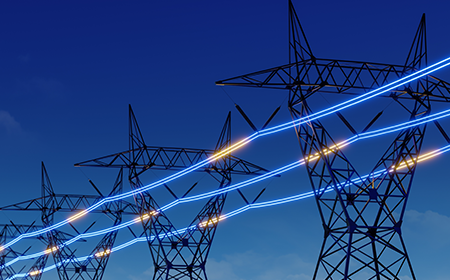 Electricity Grids with blue sky background