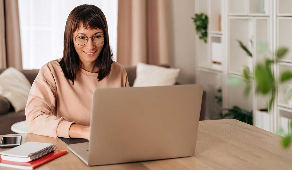 Woman wearing glasses.