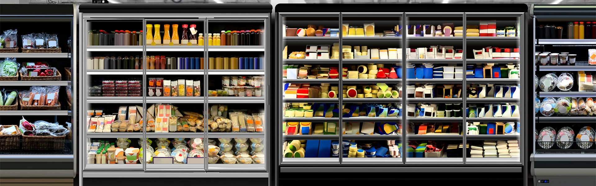 A commercial fridge stocked with food