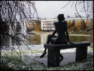 statue by ucd main lake