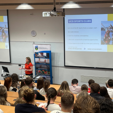 UCD sports rep at orientation Sept 2024