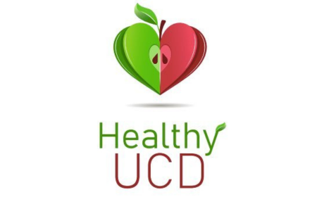 Healthy UCD logo of green and red apple