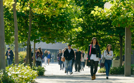 Students walking in UCD campus