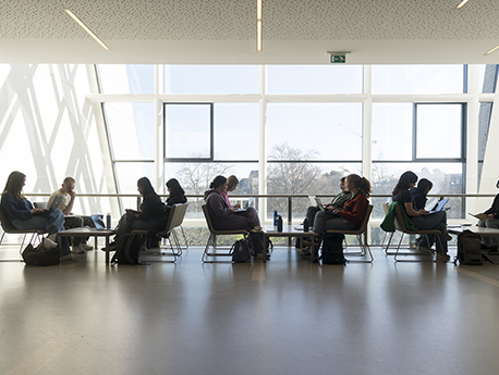 Students in the O'Brien Centre concourse