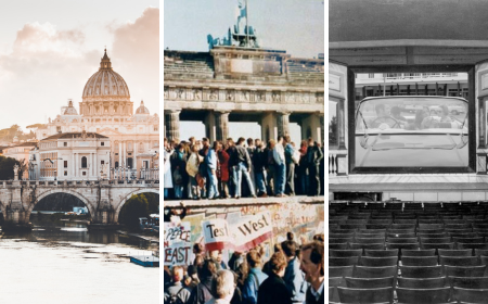 Images of Italy, the Berlin Wall and an old movie theatre