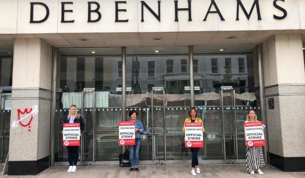 Mandate Trade Union Protesters outside Debenhams Department Store in Cork