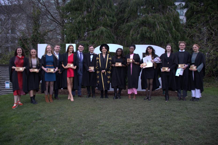 Group of students posing with their awards.