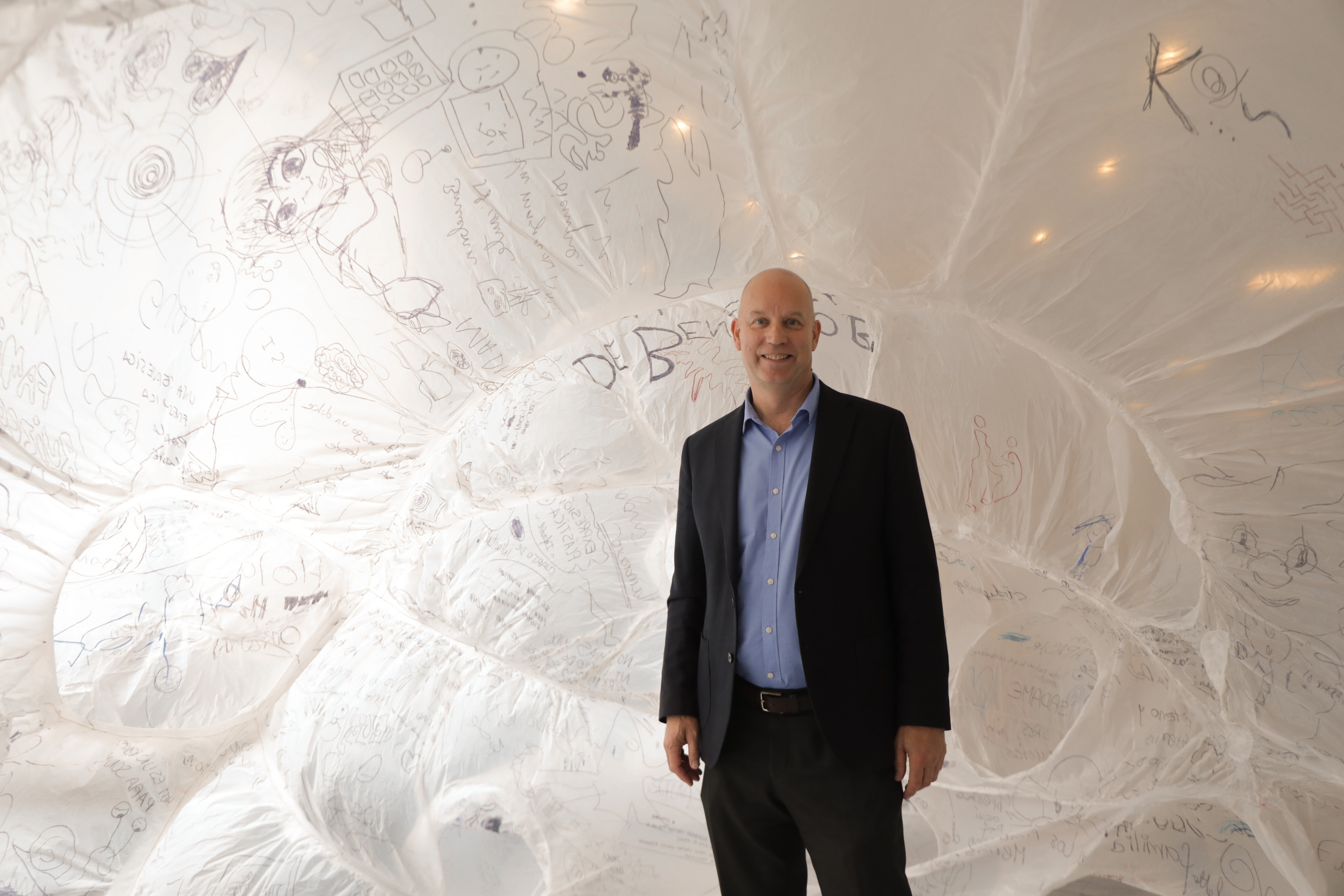 UCD students and staff visit inflatable sculpture by artist Olga Diego on campus