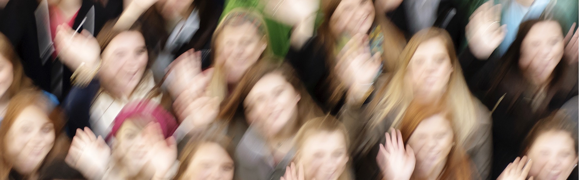 UCD International, blurred photo of student orientation in the UCD Quinn School. Credit: Vincent Hoban.