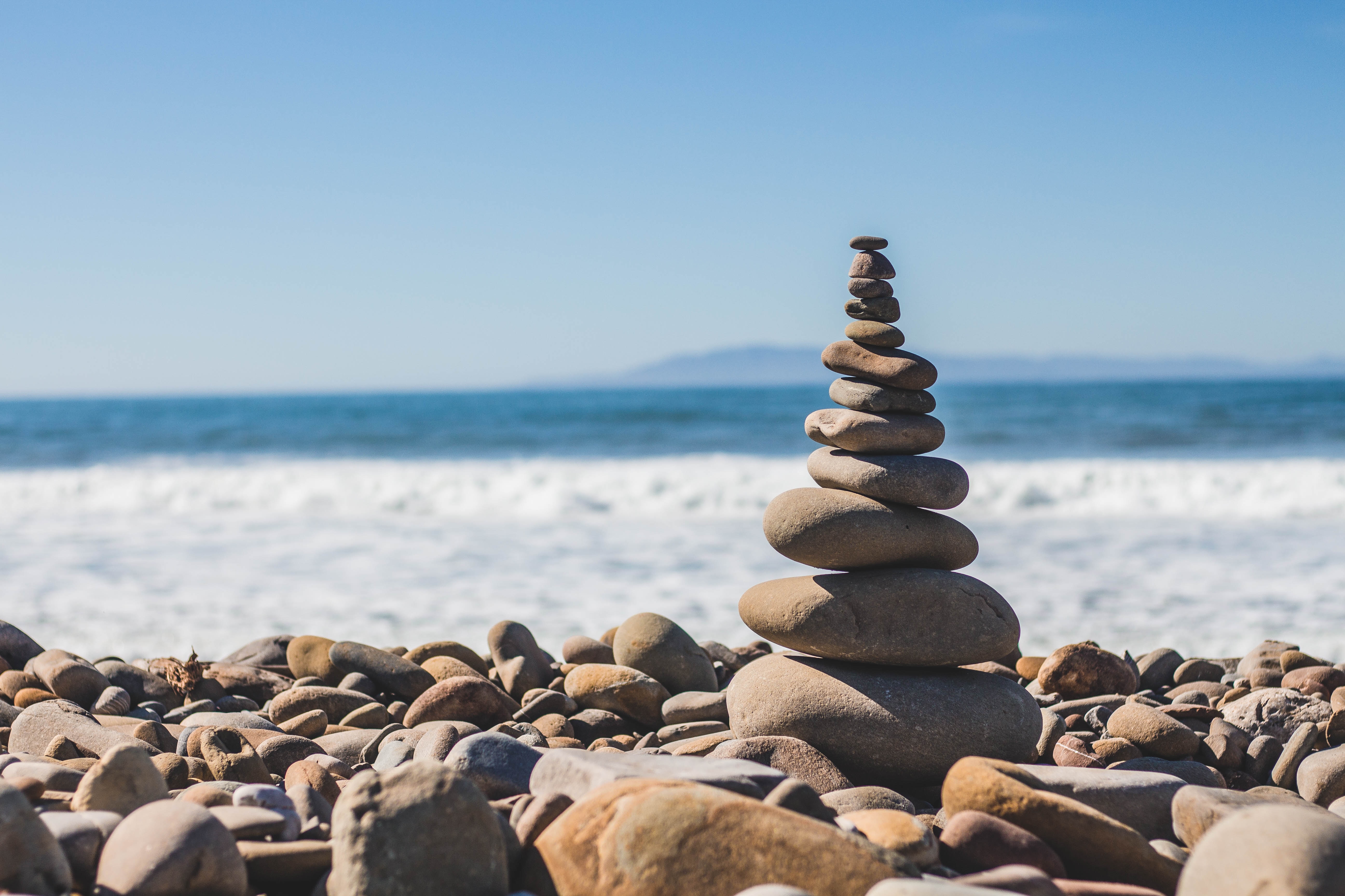 Stacked stones on a beach