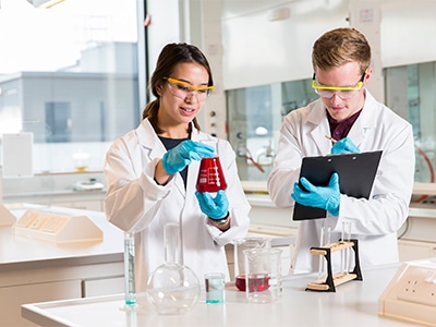 two science students in a lab