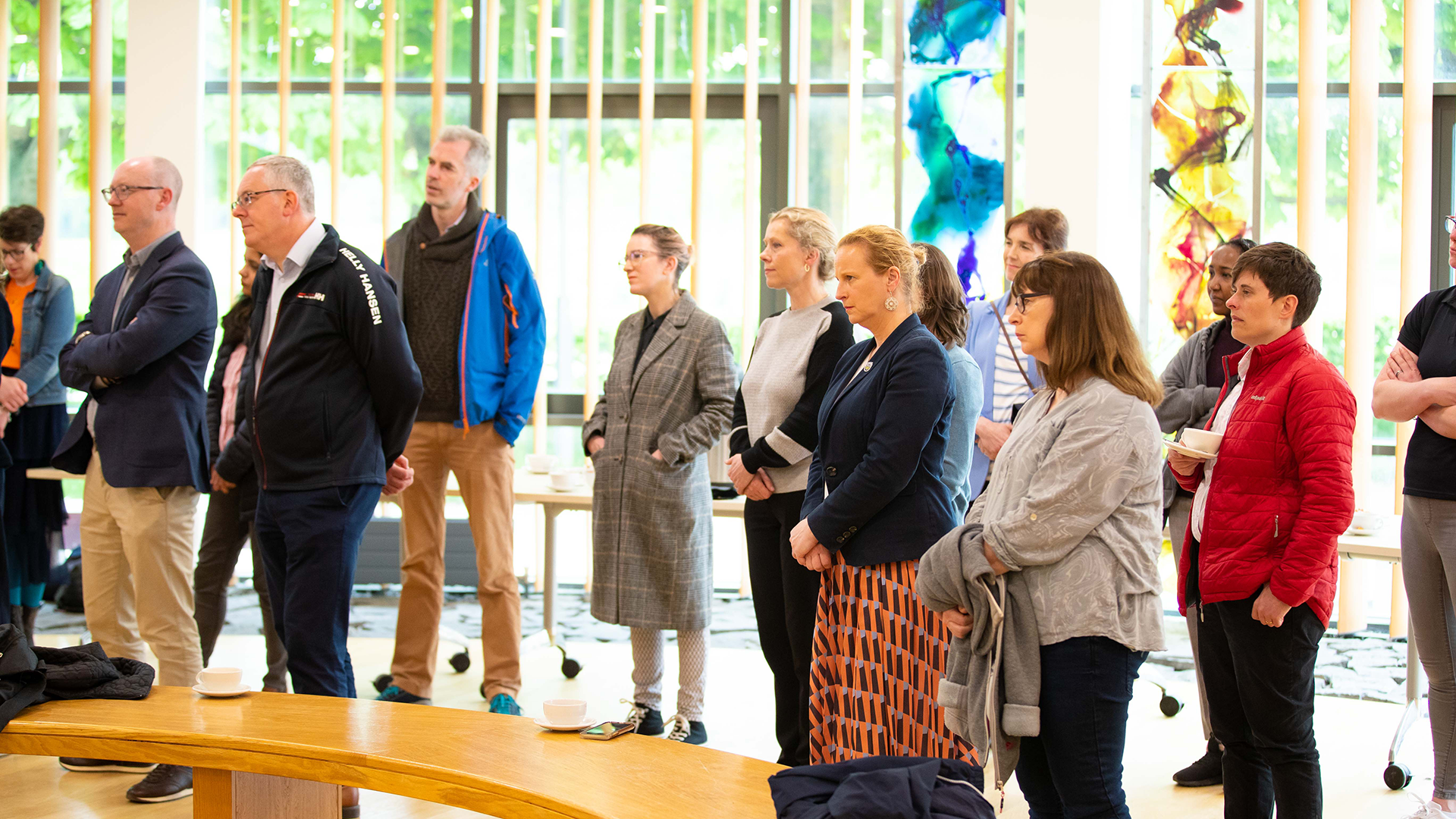 UCD employees listening to a speaker at the launch of the UCD Community Engagement Report