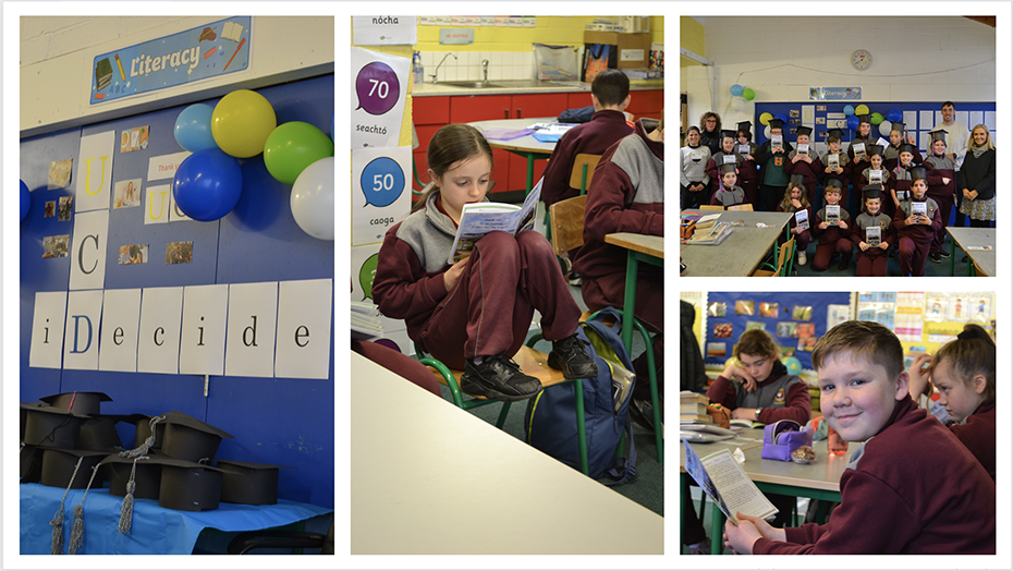 A collage of photos of students taking part in the I Decide outreach project