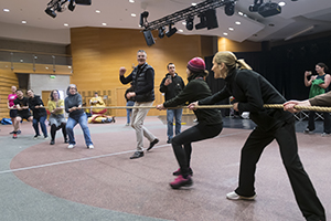 Staff and students have a go at Tug of War during the CHAS Sports Day