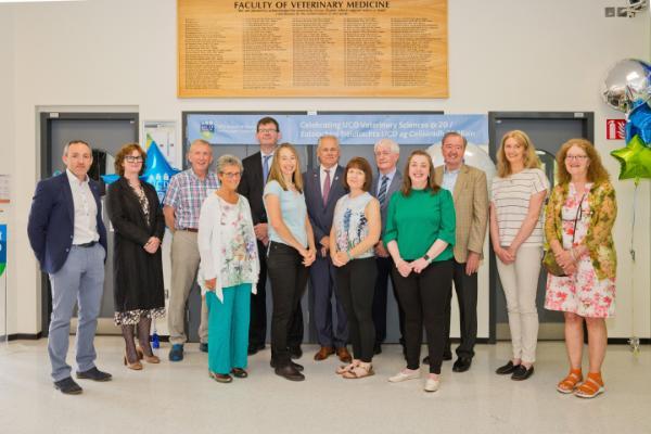 A group of alumni with the Dean, Michael Doherty, and UCD's Acting President, Mark Rogers