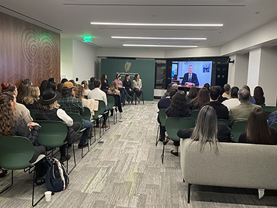 Participants and speakers at the School's information session in San Francisco